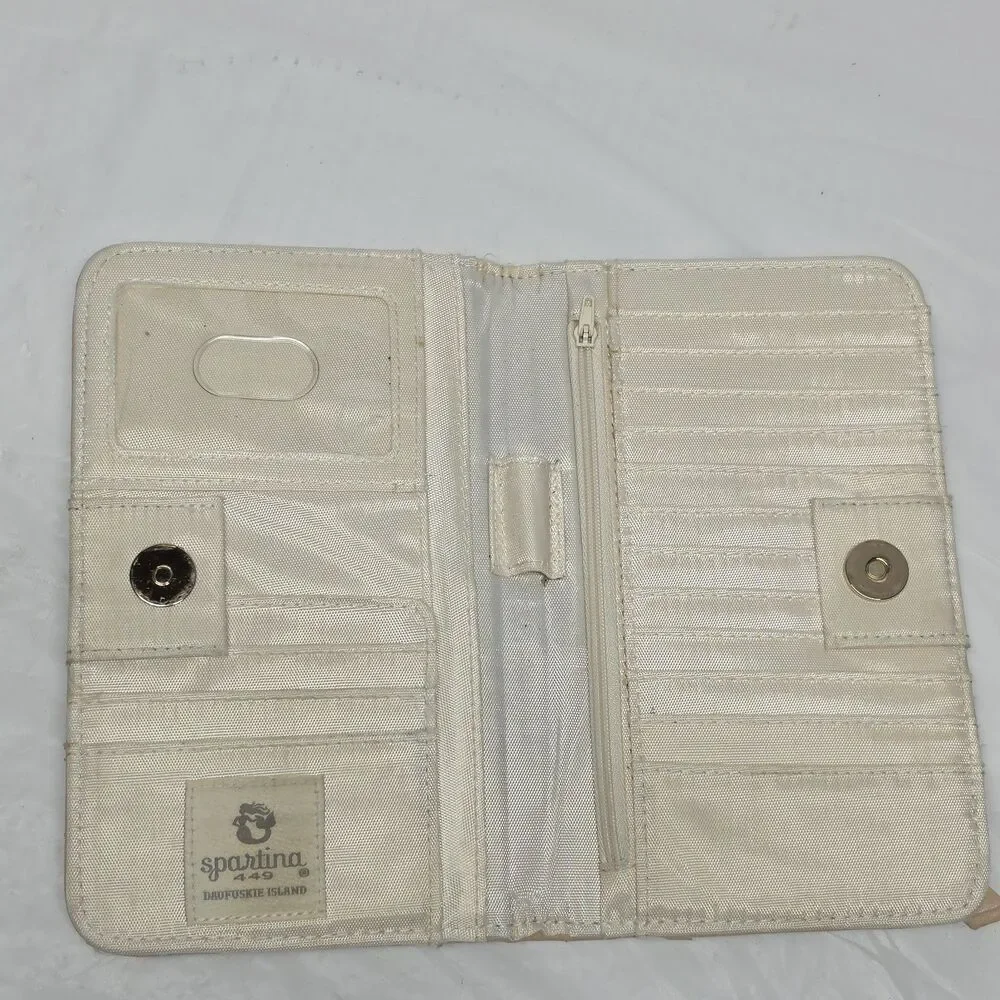 Spartina 449 Paris Map Snap Wallet Beige Blush Pink Faux Leather Travel Eiffel